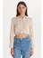 Kadın Slim Fit Dar Kesim Uzun Kollu Klasik Yaka Taş Rengi Gömlek 4