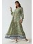 Kadın Baskılı Viskon Modest Elbise Green 1