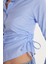 Kadın Slim Fit Rahat Kesim Uzun Kollu Bağlamak Detaylı Çizgili Mavi Gömlek 3