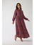 Kadın Baskılı A-Form Modest Elbise, Bisiklet Yaka Orange 3
