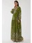 Kadın Baskılı Uzun Kol Viskon Modest Elbise Green 7
