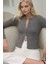 Kadın Uzun Kollu Düğmeli Hırka Grey 4