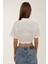 Kadın Kısa Kollu Crop Gömlek Natural 4