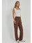 Kadın Straight Leg Dokuma Pantolon Brown 6