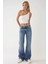 Kadın Asimetrik Yaka Soft Crop Top White 3