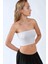 Kadın Slim Fit Straplez Kısa Üst Beyaz 3
