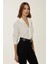 Kadın Düğmeli Uzun Kollu Gömlek Yaka Bodysuit Natural 3