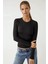 Kadın Uzun Kollu Yuvarlak Yaka Esnek Üst Black 2