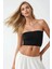 Kadın Slim Fit Straplez Kısa Üst Siyah 1