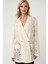 Kadın Çiçekli Dantel Uzun Kollu Ceket Pika Koleksiyonu Fildişi Doğal 1