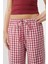 Kadın Geniş Paça Ekose Kareli Pantolon Bordo Kırmızı 2