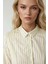 Kadın Slim Fit Çizgili Gömlek Limon Sarısı 4