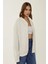 Kadın Rahat Fit Fermuarlı Kapüşonlu Hoodie Natural 3