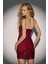 Kadın Straplez Payetli Bodycon Mini Elbise Bordo Kırmızı 5