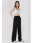 Kadın Wide Leg Beli Lastikli Örme Eşofman Altı Black 3