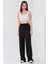 Kadın Wide Leg Beli Lastikli Örme Eşofman Altı Black 4