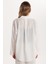 Kadın Slim Fit Dar Kesim Düğmeli Ajurlu Ekru Gömlek 5