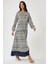 Kadın Gömlek Yaka Desenli Modest Elbise Lacivert 3