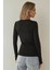 Kadın Slim Fit V Yaka Uzun Kol Örme Likralı Hırka Siyah 4