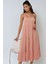 Kadın Dokulu Bürümcük Midi Elbise Pink 3