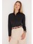 Kadın Slim Fit Dar Kesim Vucüda Oturan Uzun Kollu Siyah Basic Gömlek 2