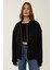 Kadın Rahat Fit Fermuarlı Kapüşonlu Hoodie Black 1