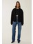 Kadın Rahat Fit Fermuarlı Kapüşonlu Hoodie Black 2