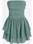 Kadın Straplez Fırfırlı Arkası Gipeli Mini Elbise Nane Yeşili 1
