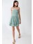 Kadın Straplez Fırfırlı Arkası Gipeli Mini Elbise Nane Yeşili 9