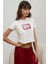 Kadın Baskı Detaylı Regular Fit Bisiklet Yakalı %100 Pamuklu Crop T-shirt Buz Mavisi 4