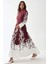 Kadın Baskılı Uzun Kol Kemerli Modest Elbise Red 4
