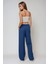 Kadın Geniş Paça Lastik Bel Detaylı Pantolon Blue 4
