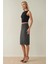 Kadın Yüksek Bel Bodycon Midi Örme Etek Grey 2