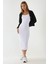 Kadın Askılı Bodycon Midi Örme Elbise White 3