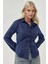 Kadın Dar Kesim Uzun Kollu Gömlek Lacivert 6