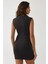 Kadın Bisiklet Yaka Pensli Mini Elbise Black 3
