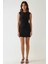 Kadın Bisiklet Yaka Pensli Mini Elbise Black 5