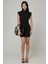 Kadın Omzu Vatkalı Kayık Yaka Vücuda Oturan Mini Elbise Black 3