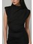 Kadın Omzu Vatkalı Kayık Yaka Vücuda Oturan Mini Elbise Black 5