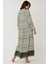 Kadın Gömlek Yaka Desenli Modest Elbise Yeşil 5