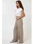 Kadın Yüksek Bel Pileli Wide Leg Pantolon Natural 3