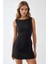 Kadın İçi Şortlu Cep Kapaklı Dar Mini Elbise Siyah 1