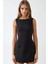Kadın İçi Şortlu Cep Kapaklı Dar Mini Elbise Siyah 5