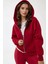 Kadın Rahat Kesim Kapüşonlu Fermuarlı Hoodie Kırmızı 1