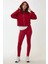 Kadın Rahat Kesim Kapüşonlu Fermuarlı Hoodie Kırmızı 2