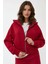 Kadın Rahat Kesim Kapüşonlu Fermuarlı Hoodie Kırmızı 3