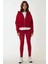 Kadın Rahat Kesim Kapüşonlu Fermuarlı Hoodie Kırmızı 5