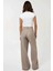 Kadın Yüksek Bel Pileli Wide Leg Pantolon Natural 6