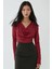 Kadın Degaje Yaka Omzu Vatkalı Bluz Red 1