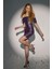 Kadın Degaje Yaka Payetli Bodycon Mini Elbise Maya Mavisi 1